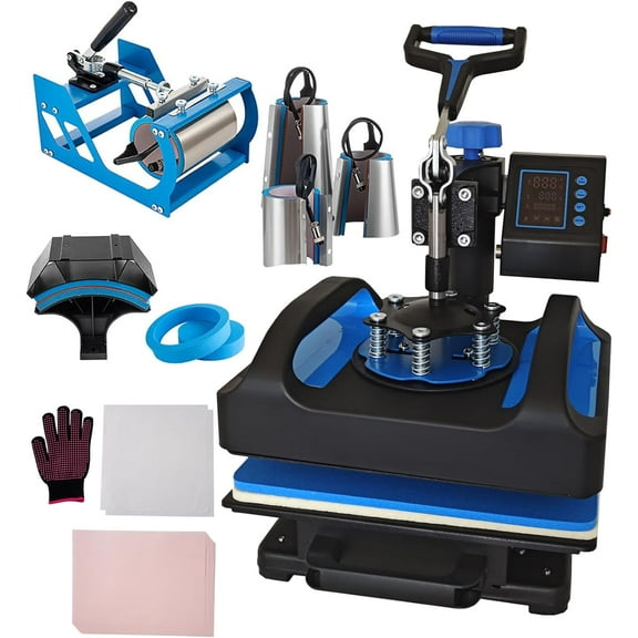 SHZOND 8 in 1 Heat Press, Heat Press Machine 12x10 inch, 110V T Shirt Pressing Machine Slide Out Design, Multifunctional Heat Press Transfer Machine Sublimation Combo for DIY T-Shirt/Hat/Mug/Plate