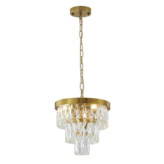 Bethel Gold Metal Frame Semi Flush Mount With Clear Hanging Crystals