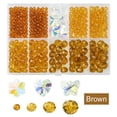 thumbnail image 1 of DIY Glass Beads & Charms Jewelry Making Finding Kit Faceted Rondelle & Butterfly & Heart & Flower Goldenrod 4~14x3~7.5mm Hole: 0.3~1.6mm, 1 of 1