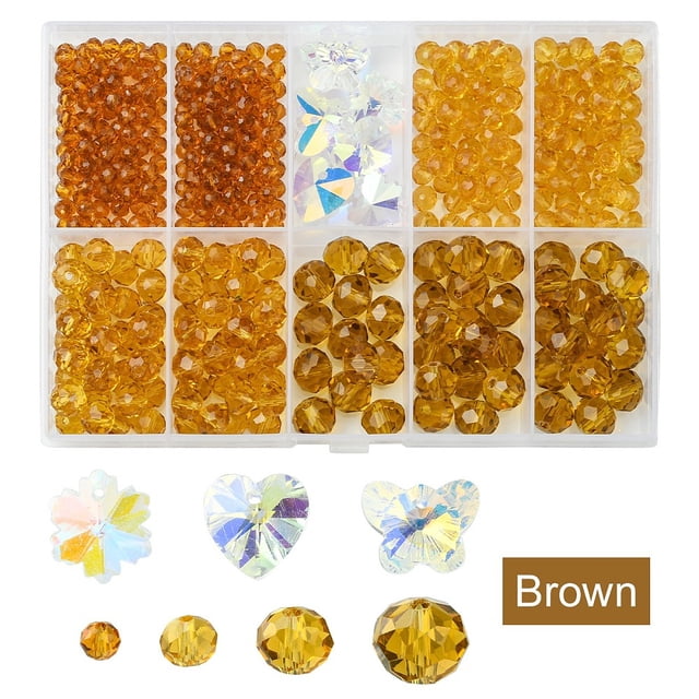 DIY Glass Beads & Charms Jewelry Making Finding Kit Faceted Rondelle & Butterfly & Heart & Flower Goldenrod 4~14x3~7.5mm Hole: 0.3~1.6mm