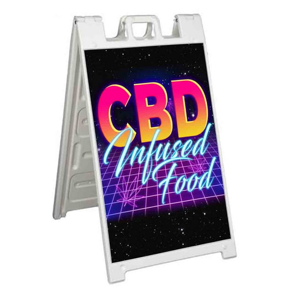CBD Infused Food (24" X 36") Standard A-Frame Signicade, Includes Decal Applied To Stand