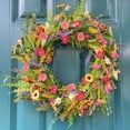 thumbnail image 5 of HuiXinOu Door Wreath, Small Rose and Ring Spring Summer Decoration, Artificial Flower Hanging Decor for Front Door Home, 5 of 7
