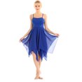 thumbnail image 3 of YONGHS Women's Girls Lyrical Camisole Ballet Dance Dress Asymmetric Chiffon High Low Skirts Blue XL, 3 of 7