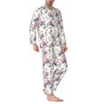 thumbnail image 2 of Lsque Orchids Flowers Pattern Long Sleeve Pajama Set for Men - Soft 2-Piece Sleepwear and Loungewear Set with Pockets, Comfy Nightwear-Small, 2 of 7