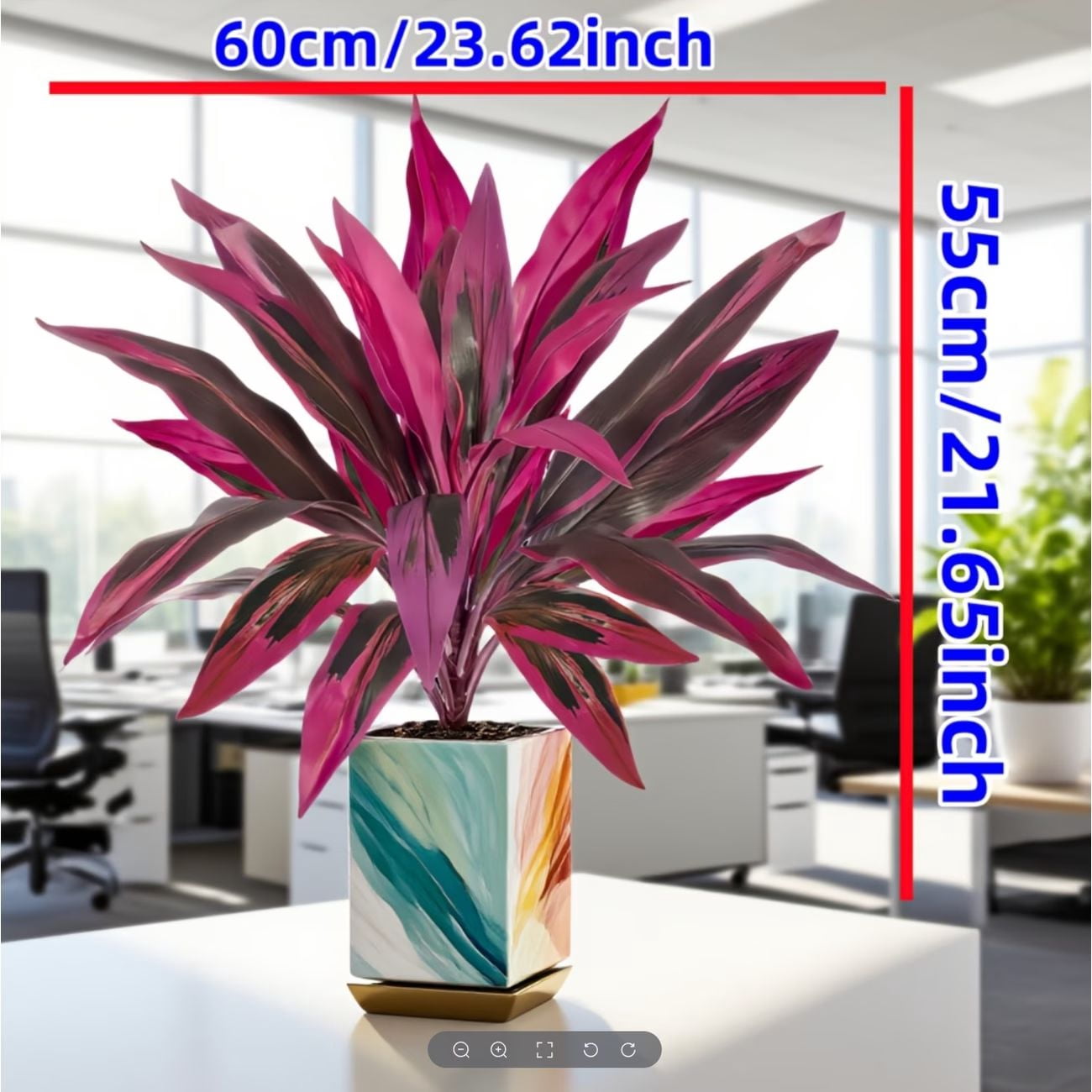2PCS Artificial Red Cordyline Plant, 23.6 Inch Tall Faux Ti Plant with White Pot, UV Resistant Fake Outdoor Indoor Plants for Home Porch Garden Decor