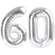 thumbnail image 1 of Globo número 60 Enyeopd plateado para decoración de fiesta de 40 pulgadas, 1 of 6