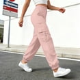 thumbnail image 6 of Fgnfyis Womens Cargo Pants High Waisted Casual Flat Front Pockets Elastic Everyday Comfort Cargo Trousers Women Pants Pink M, 6 of 6