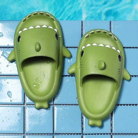 

CoCopeanut Cute Cartoon Shark House Children Bath Slippers Summer Lightweight Non-slip Indoor Kids Shoes Indoor Boys Girls Slides Sandals