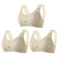 thumbnail image 2 of GERsome 3PCS Women's Front Closure Bras Posture Full Coverage Plus Size No Underwire Support Plunge Seamless Bra 3PCS#Beige XXXXL, 2 of 4
