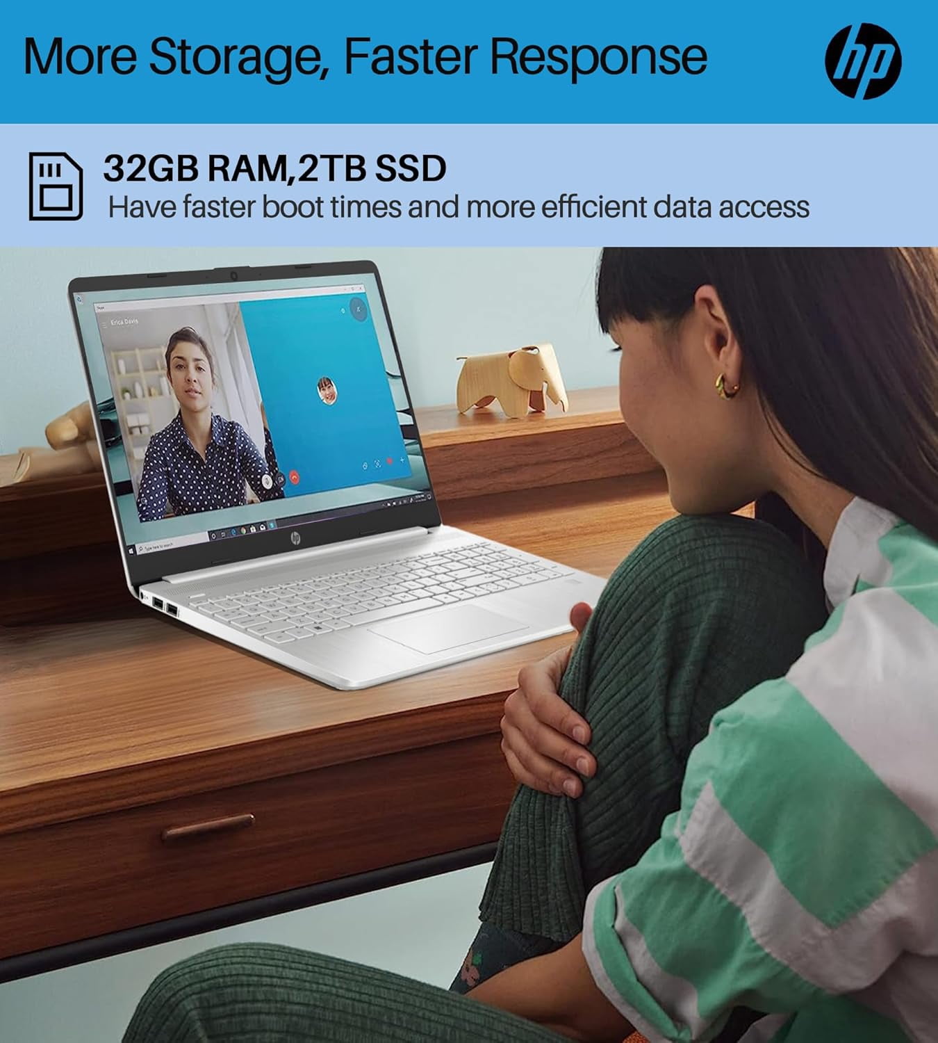 HP Notebook Laptop for Business Student, 15.6" 720p Touchscreen, Intel Core i3-1215U, 32GB RAM, 2TB SSD