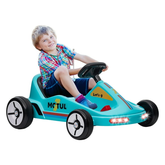 Qaba 6V Electric Go Kart for Kids with Music, Light, Horn, Blue
