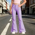 thumbnail image 2 of WERYOUNG School Uniform For Girls Elastic Waist Plaid Flared Leg Trousers Kids Loose Fit Back To School Pants 15-16 Years, 2 of 6
