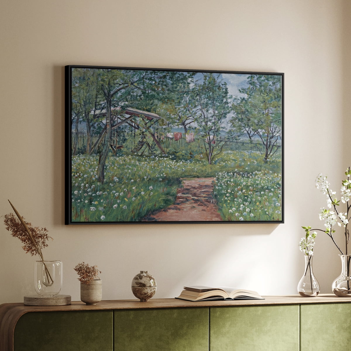 Vintage Landscape-CCCLXXVI By Wexford Home Framed in Black Wood Gallery Wrapped Canvas 17 in. x 25 in.