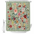 thumbnail image 2 of Sage Green Floral Waterproof Fabric Shower Curtain,Spring Flowers Leaves Farmhouse Waterproof Fabric Shower Curtain for Bathroom Curtains Bathtubs Hotel Shower Curtains with 12 Hooks Standard 66x72, 2 of 8