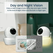 Babysense Split Screen Video Baby Monitor, 4.3 Display with 2 Ptz Cameras, Long Range, Night Light & Vision, Two-Way Talk, V43