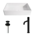 thumbnail image 4 of VIGO Matte Stone Magnolia Composite Rectangular Vessel Bathroom Sink in White with Faucet and Pop-Up Drain in Matte Black, 4 of 10