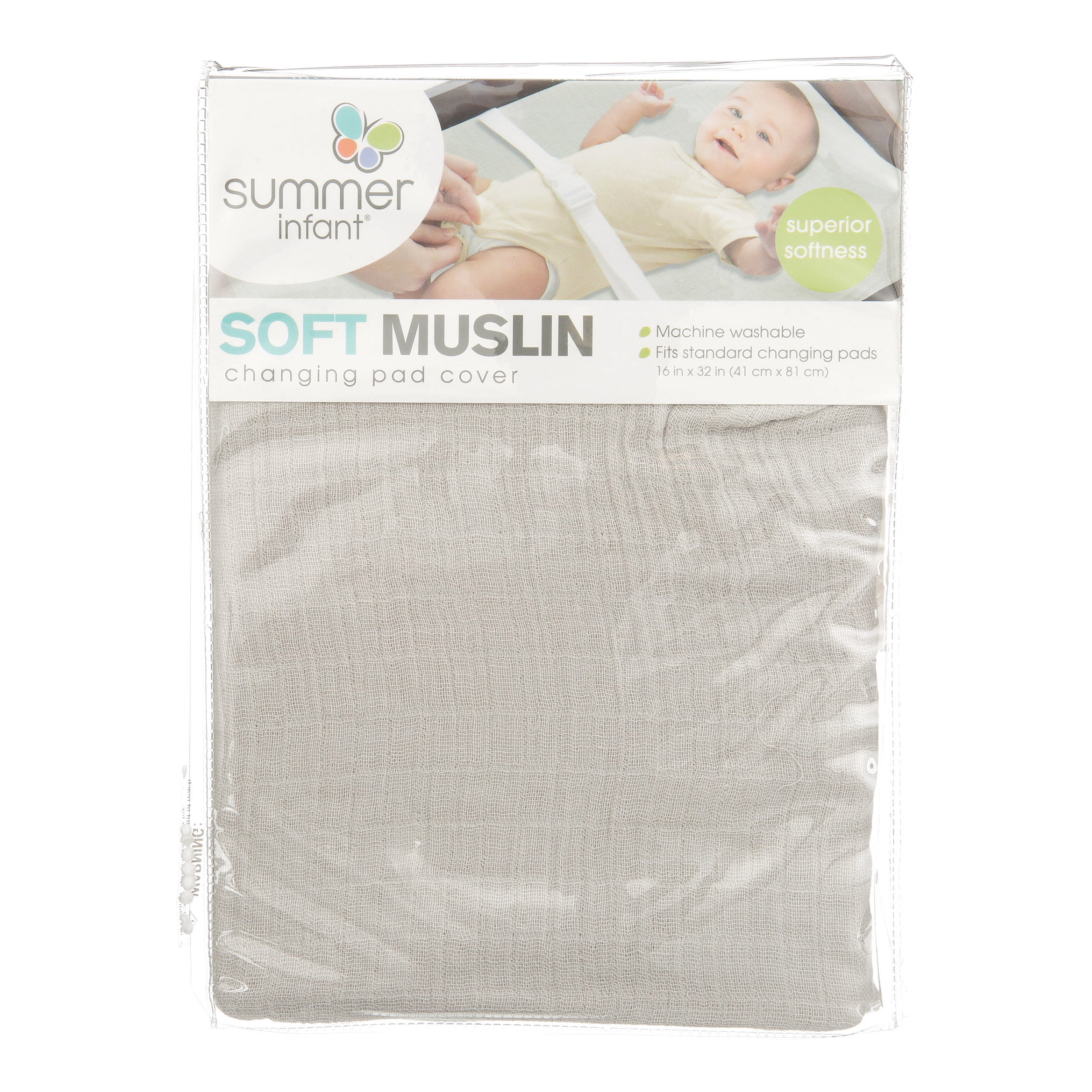 Summer Infant Change Pad Cover, Grey Muslin