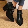 thumbnail image 2 of Oyedens Ankle Boots for Women 2024 Gothic Rivet Pointed Toe Mid Heels Short Dress Ankle Booties Party, 2 of 7