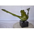 thumbnail image 3 of Nifao Acrobatic Frog Green Patina Bronze Statue Mounted on A Marble – Home Decor Sculpture, 43"L x 26"W x 20"H, 3 of 12