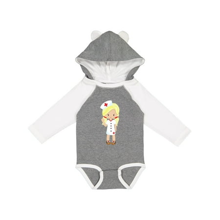 

Inktastic Cute Girl Nurse Blonde Hair Nurse Uniform Gift Baby Girl Long Sleeve Bodysuit