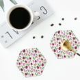 thumbnail image 4 of Honeii Tulips Flowers print Leather Coaster Set of 4, ideal for safeguarding your furniture from drinks spills and effortless cleanup-Hexagon, 4 of 6