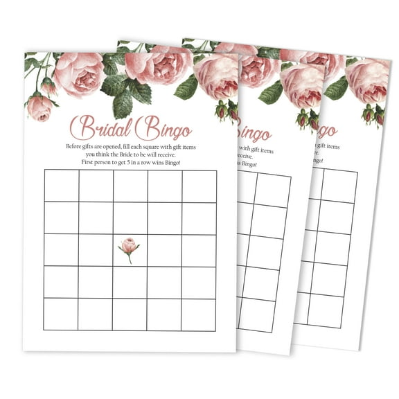 Inkdotpot Bridal Wedding Shower Bachelorette Party Bulk Blank Square Fill In Gift Ideas 50FloralBingoGameCards