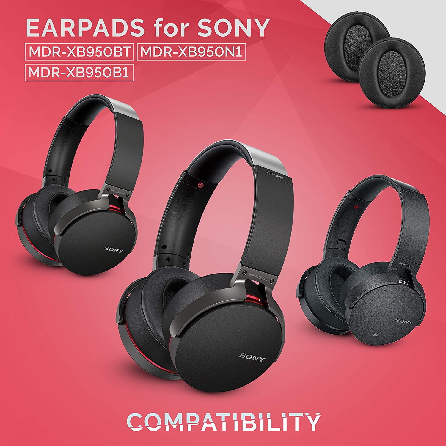 Enhanced Earpads for Sony MDR-XB950BT MDR XB950N1 XB950B1 XB950AP