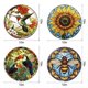 thumbnail image 4 of 4 piezas vidrieras adhesivas anticolisión pájaro girasol abeja ventana pegatinas extraíbles vinilo no adhesivo, 4 of 5