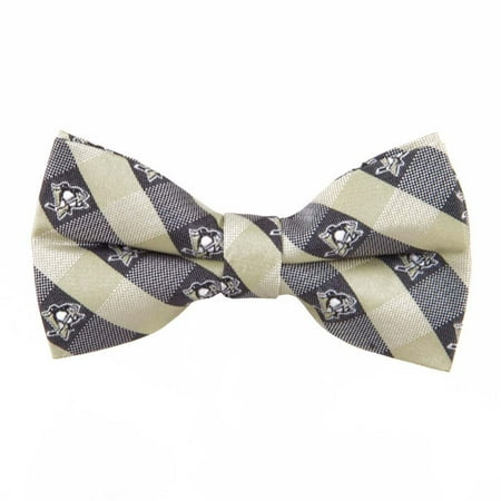Fiber Wing - Pittsburgh Penguins Checked Logo Bow Tie - NHL Hockey Team Logo, Elegant woven polyester micro fiber bow tie in official team colors and design By Eagles Wings