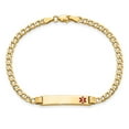thumbnail image 4 of 14k Yellow Gold Bracelet Medical Curb 5.5 mm 8 in Semi-Solid Red Enamel Cuban Link ID, 4 of 4