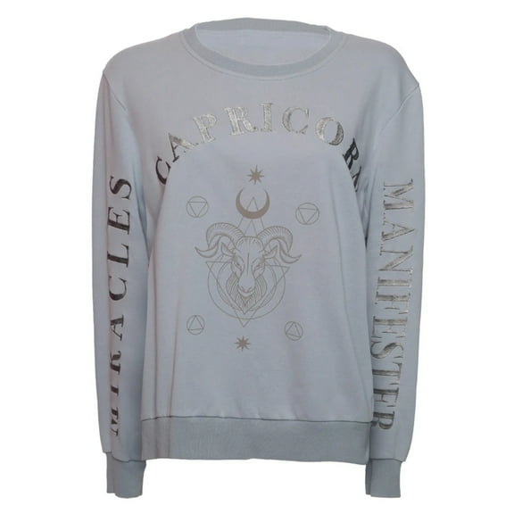 Capricorn Women’s 100% Premium Cotton Grey  Crewneck Pullover Sweatshirt - Size S - Miracles Manifester
