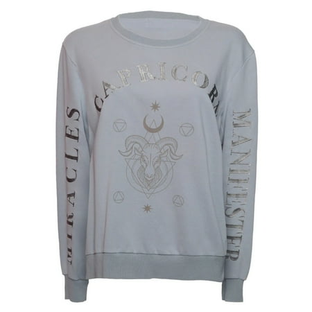 Capricorn Women's 100% Premium Cotton Grey Crewneck Pullover Sweatshirt - Size 2XL - Miracles Manifester