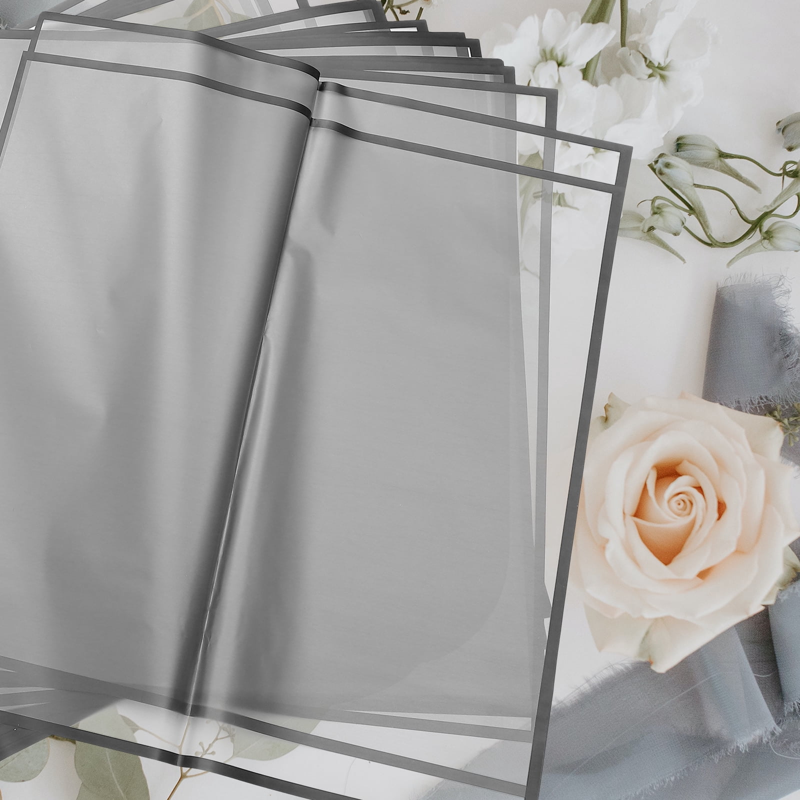 BEADCEST Black Floral Wrapping Paper for Flower Bouquets Elegant Decor and Craft Material