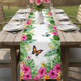 thumbnail image 4 of Tropical Spring Table Runner 72 Inches, Floral Leaves Butterflies Watercolor Bed Runner Dresser Scarves Tabletop for Indoor Outdoor Parties/Ceremony/Banquet, 16" x 72", 4 of 9