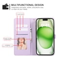 thumbnail image 2 of Allytechgroup for iPhone 16 Plus Wallet Case, Stylish Phone Case with Card Slots RFID Blocking Flip Stand PU Leather Shockproof Convenient Hand Wrist Case Cover for iPhone 16 Plus, Purple, 2 of 9
