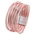 thumbnail image 1 of Pulsera rígida para mujer de cuero sintético PU, duradera, versátil, fácil de usar, multicapa. Rosa, 1 of 9