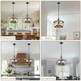 thumbnail image 3 of Dawn Whisper Cage Wood Farmhouse Chandelier Rustic Dimmable 5-Light Pendant Light, 3 of 11