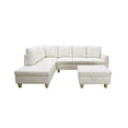 thumbnail image 4 of Hommoo Faux Leather 4-Seat Couch, L Shaped Sectional Couches and Sofas, Modern Living Room Furniture Sets Sectional Sofa Set, White(No Ottoman), 4 of 9