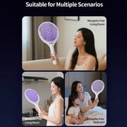 FIIOEOY Rotating Head Electric Fly Swatter Racket 3500V Rechargeable Bug Zapper Racket Bug Zapper Indoor Fly Zapper Mosquito Zapper Flies Killer for Indoors, with a Telescopic Extension