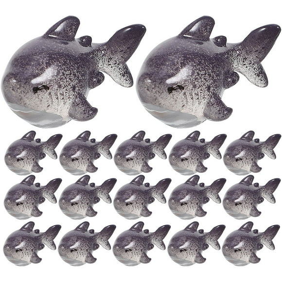 Shisuyan 20Pcs Tiny Animals Tiny Shark Figures Miniature Shark Figurines Bonsai Animal Decors Mini Resin Shark