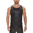thumbnail image 2 of qelini Leather Tank Top for Men Big and Tall Vest Top Notch Collar Sleeveless Vest Solid Color Cloths, 2 of 6