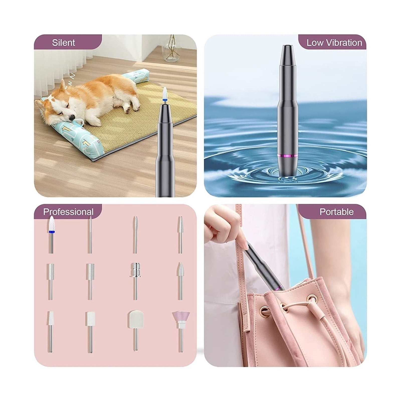Electric Nail Drill Machine, Professional Manicure Set With Nails Drill Bits, Nail File Gel Polish Remover, Pedicure And Nail Tools ,Low Noise