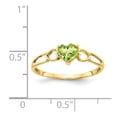 thumbnail image 5 of 10K Yellow Gold Ring Band with Stones (08) August Peridot Heart Green, 5 of 5