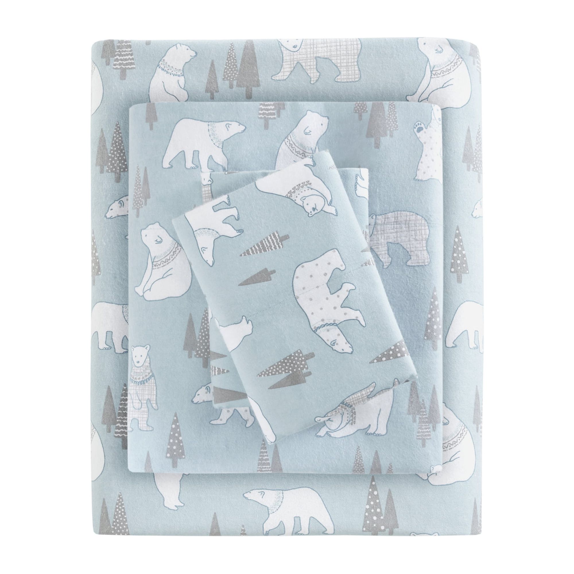 Comfort Classics Cozy Flannel 100% Cotton Sheet Set, Blue Polar Bears, Twin XL - image 4 of 9
