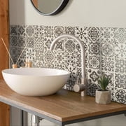 Smart Tiles Peel and Stick Backsplash, 5 Adhesive Tiles, Vintage Grey, 9x9