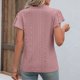 thumbnail image 4 of Blusa de manga corta con cuello en V y volantes para mujer, blusa holgada de Color puro con ojales, blusa de moda de verano, piel rosa L, 4 of 6