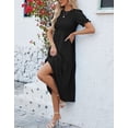thumbnail image 5 of Dresses for Women Short Sleeve Womens Dresses Casual Boho Solid Color Beach Wear Daily Party Midi Dress Alsol Lamesa, 5 of 6