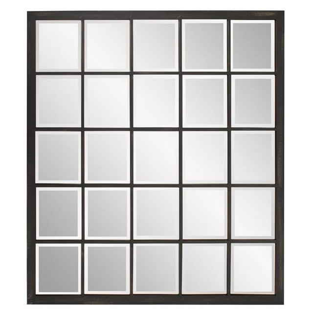 HomeRoots 383709 Rectangular Antique Black Finish Mirror with Beveled Edge