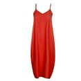 thumbnail image 5 of Brilliant Womens Dresses Plus Size Women Fashion Sling Mid-waist V-Neck Sleeveless Solid Color Slim Party Beach Long Dress Summer Red 3XL-6XL, 5 of 5