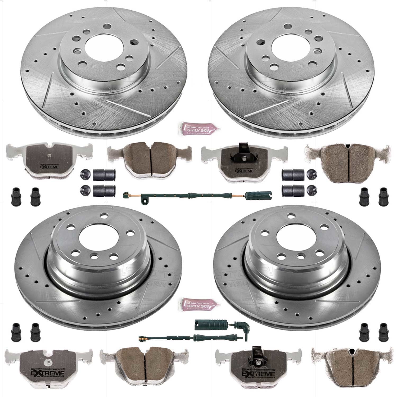PowerStop Front and Rear Z26 Street Warrior Carbon-Fiber Ceramic Brake Pad and Drilled and Slotted Rotor Kit Fits: BMW Select Models K5719-26